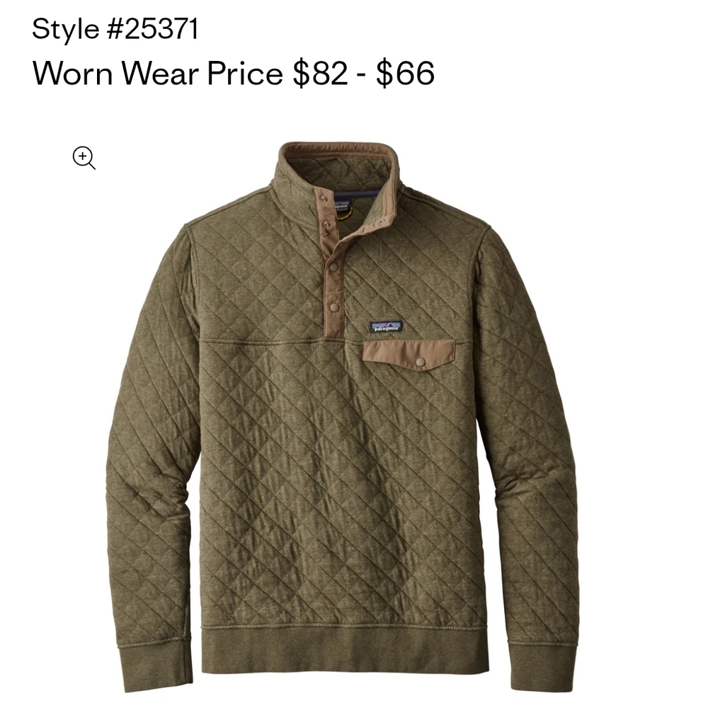Patagonia Green Quilted Snap Pullover